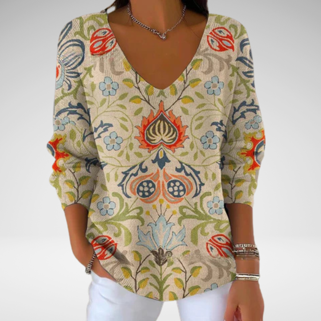 Béatrice – Pull coloré avec col en V