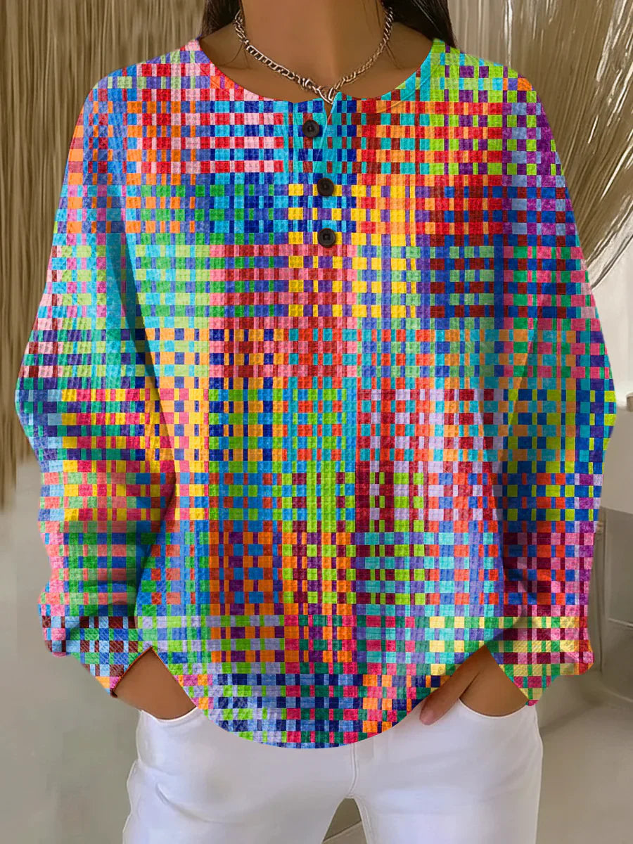 Rosa | Pull à Motif à Carreaux Colorés