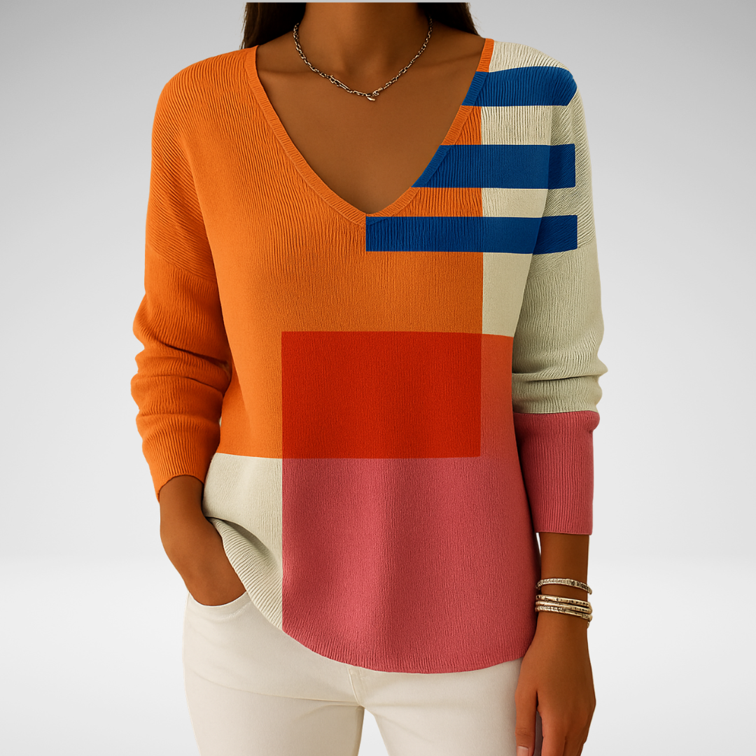 Béatrice – Pull coloré avec col en V