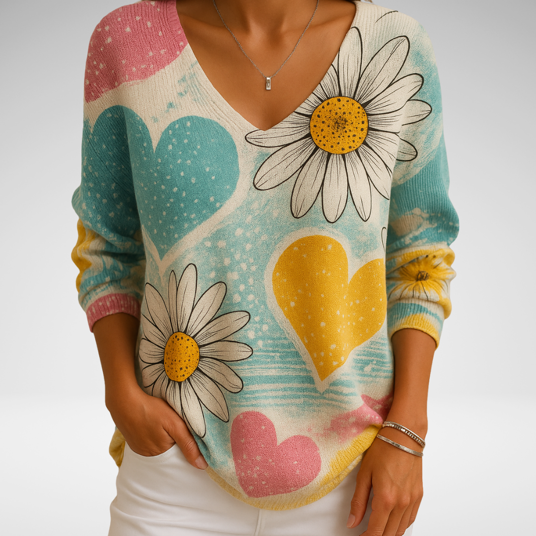 Béatrice – Pull coloré avec col en V