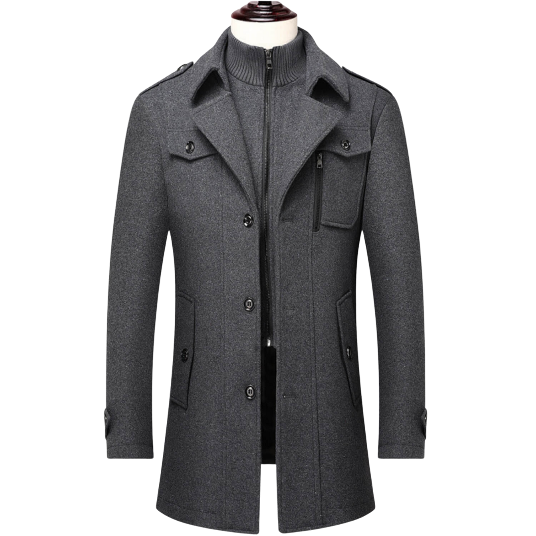 Manteau d'hiver WoolGuard Peaky Blinders | Trench-coat luxueux à double col pour homme