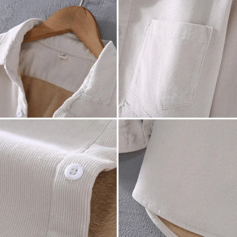 Chemise à manches longues en velours côtelé