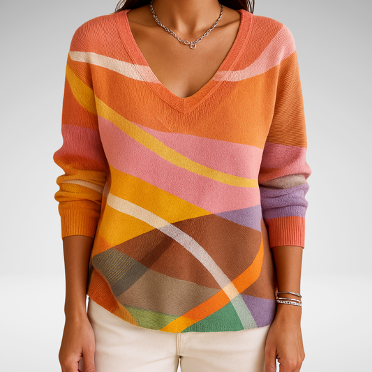 Béatrice – Pull coloré avec col en V