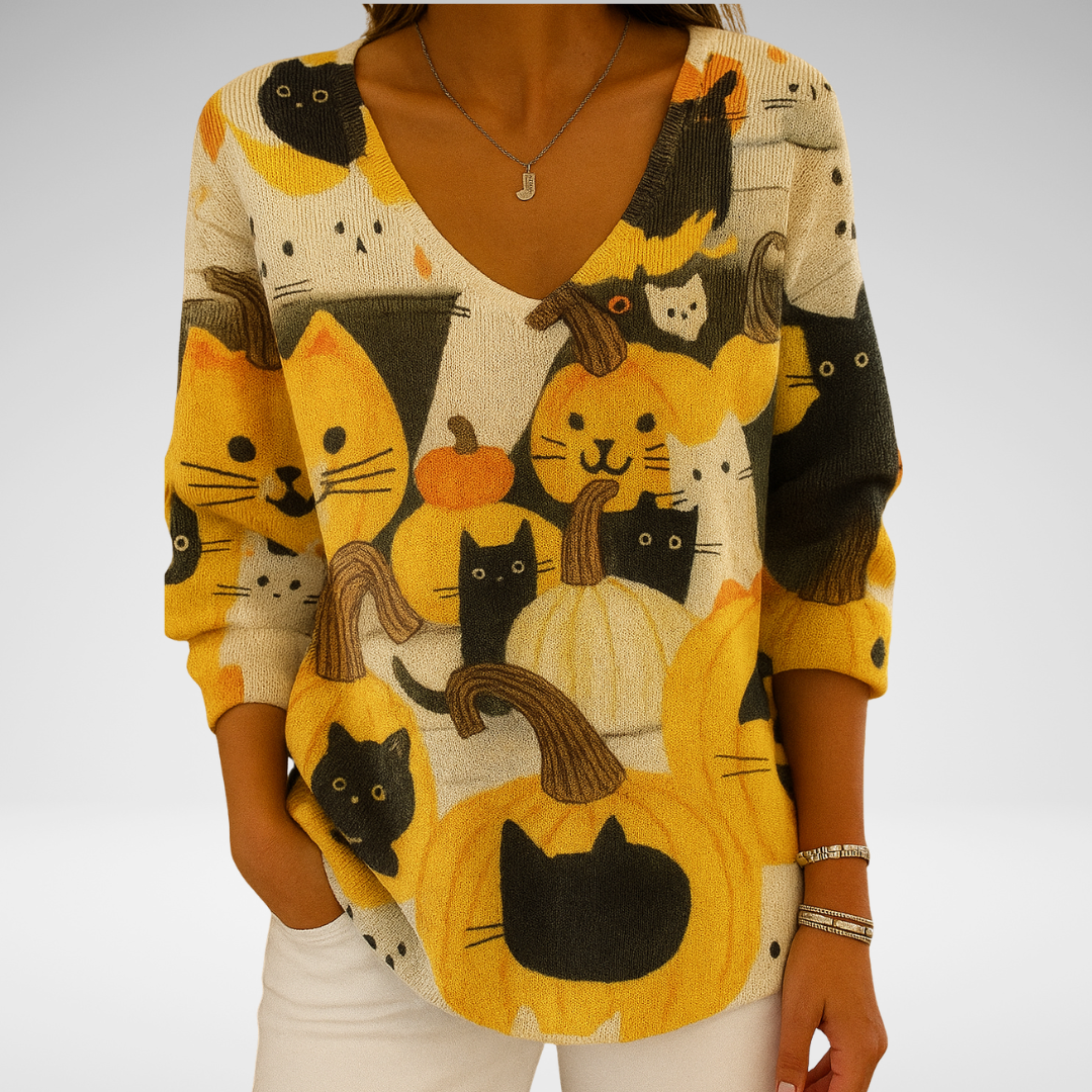 Béatrice – Pull coloré avec col en V