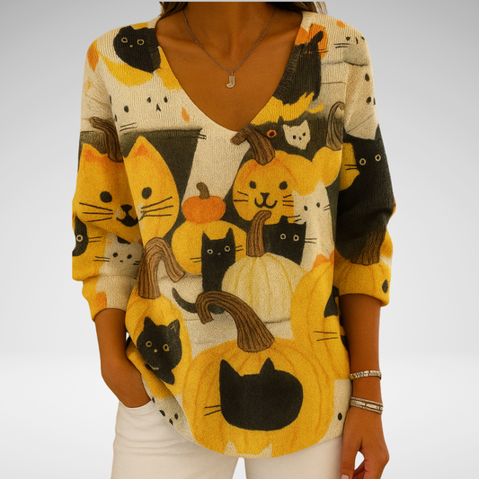 Béatrice – Pull coloré avec col en V