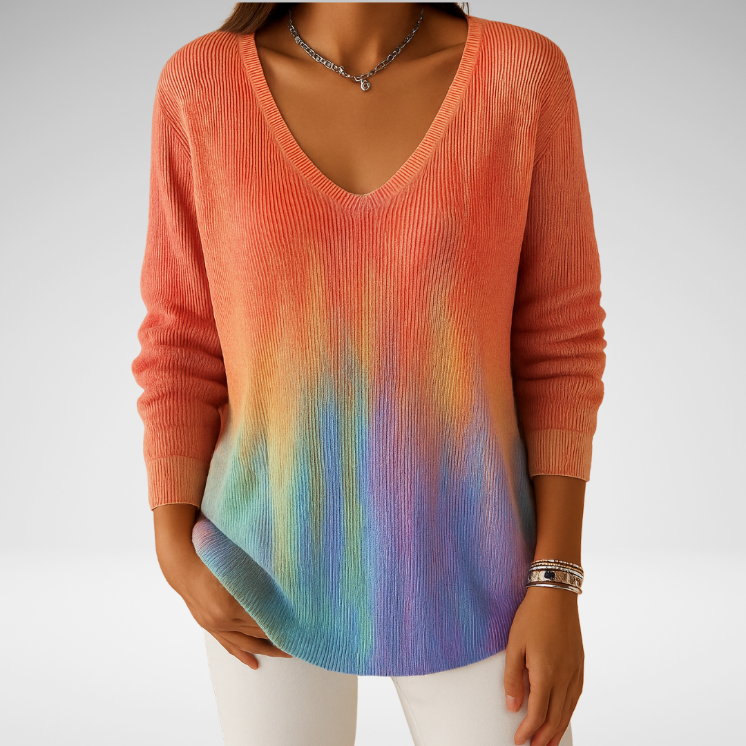 Béatrice – Pull coloré avec col en V