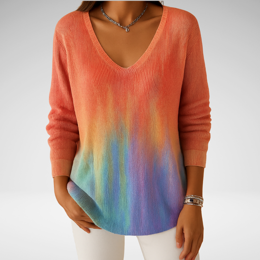 Béatrice – Pull coloré avec col en V