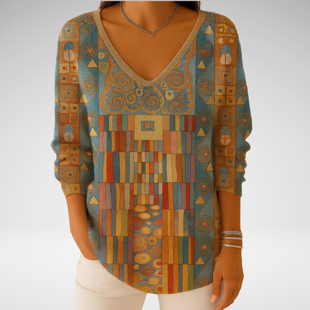 Béatrice – Pull coloré avec col en V