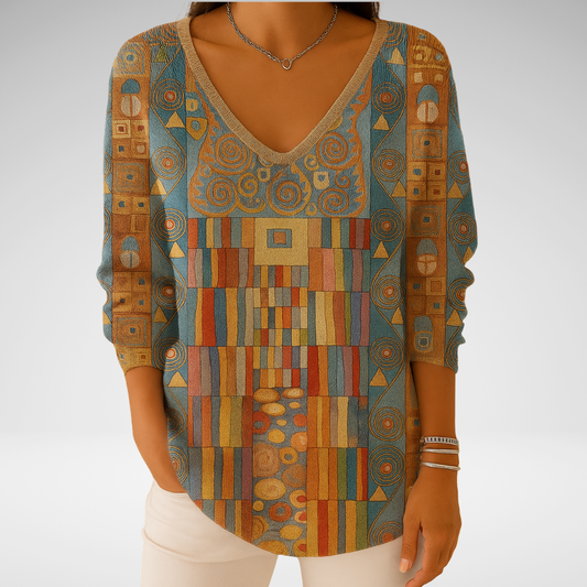 Béatrice – Pull coloré avec col en V