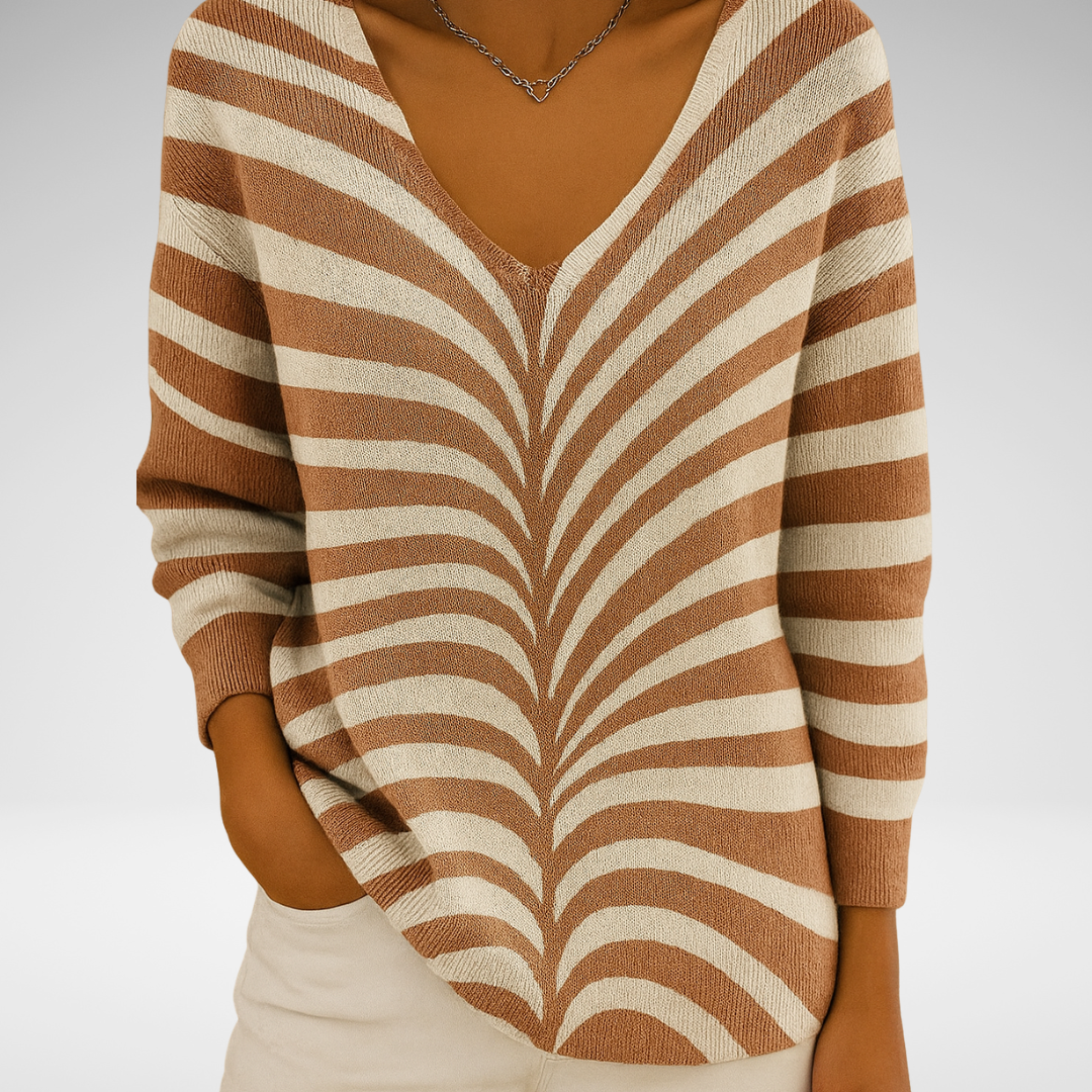 Béatrice – Pull coloré avec col en V