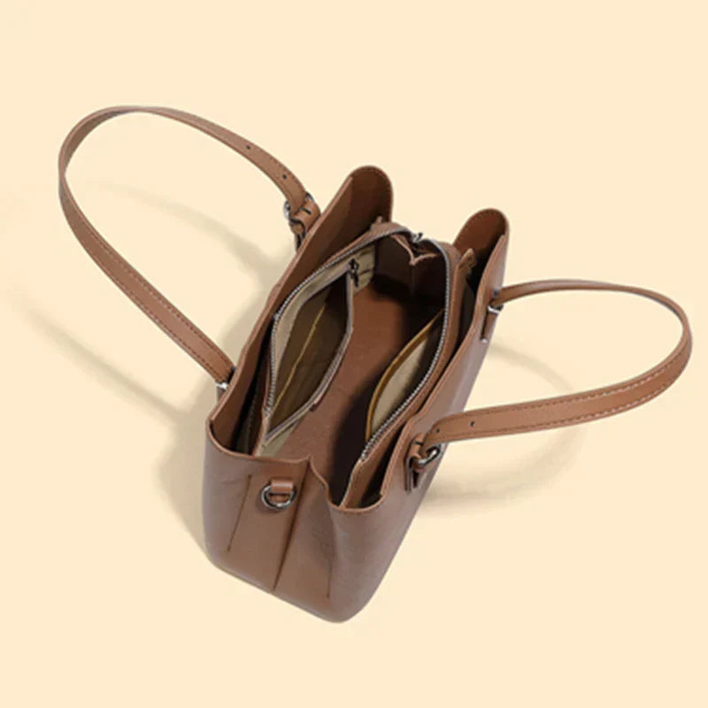 Aria™ - Sac à Épaule en Cuir de Vache Véritable à 3 Couches