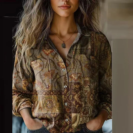 Mélusine - Blouse Vintage à Motifs Bohèmes