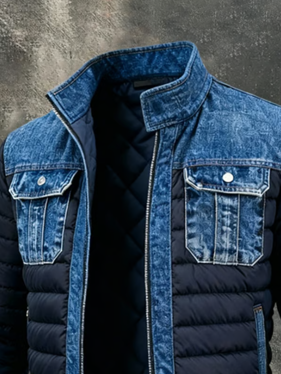 JULIEN LYON™ | VESTE MATELASSÉE À DÉTAILS DENIM RAFFINÉS