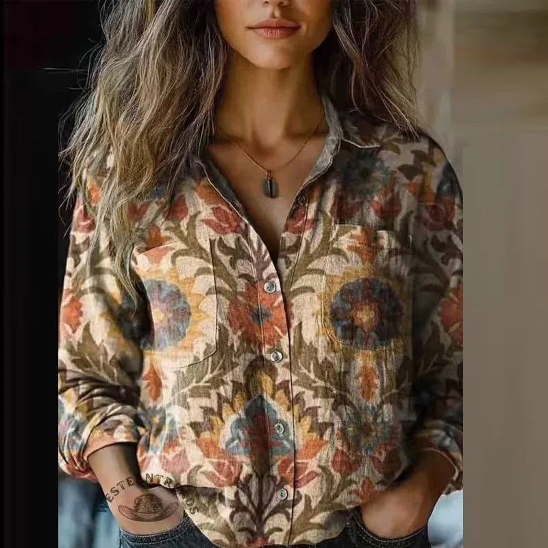 Gwenaëll - Blouse Vintage à Motifs Bohèmes